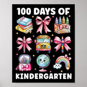 100 Tage Kindergartenlehrer Kinder Coquette Bow Poster