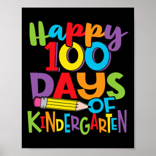 100 Tage Kindergartenlehrer und Kinder farbenfroh Poster