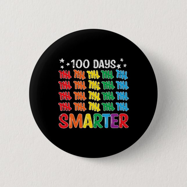100 Tage klüger 100. Schullehrer Kinder Button (Vorderseite)
