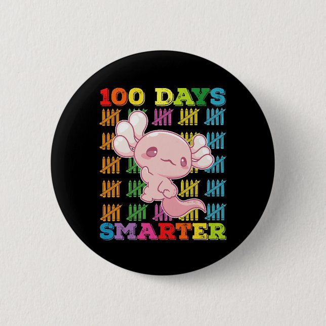 100 Tage klüger Axolotl 100. Schultag Button (Vorderseite)