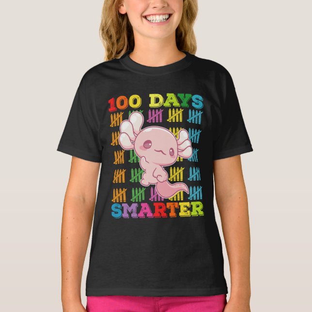 100 Tage klüger Axolotl 100. Schultag T-Shirt (Vorderseite)