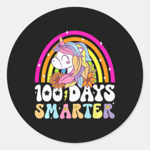 100 Tage klüger Einhorn Kinder Regenbogen 100 Tage Runder Aufkleber