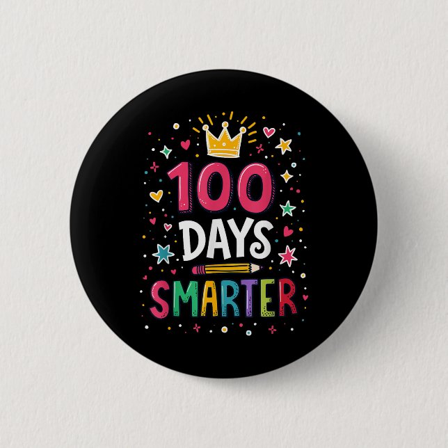 100 Tage klüger Lehrer 100. Schultag Kinder Button (Vorderseite)