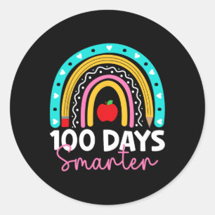 100 Tage klüger Lehrer Regenbogen 100. Scho-Tag Runder Aufkleber