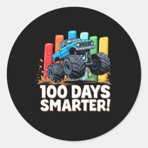 100 Tage klüger Monster Truck 100 Schultage Runder Aufkleber