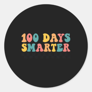 100 Tage klüger Retro Groovy 100 Tage Schule Runder Aufkleber