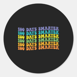 100 Tage klüger Retro Groovy Happy 100 Day of S Runder Aufkleber
