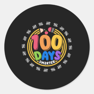 100 Tage klüger Stift 100. Schulmädchen Runder Aufkleber
