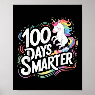 100 Tage klügere Kinder Mädchen einhorn 100. Tag v Poster