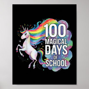 100 Tage klügere Kinder Mädchen einhorn 100. Tag v Poster