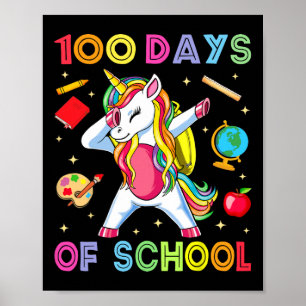 100 Tage klügere Kinder Mädchen einhorn 100. Tag v Poster