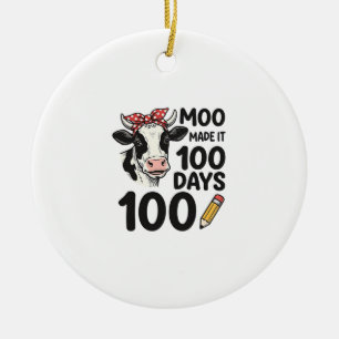 100-Tage-Kuh-Shirt Vintage-Gravur-Schuldesign Keramik Ornament