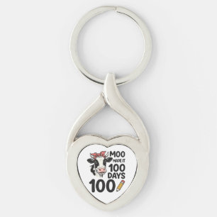 100-Tage-Kuh-Shirt Vintage-Gravur-Schuldesign Schlüsselanhänger