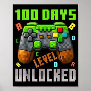100-Tage-Level freigeschaltet Gaming 100 Tage Schu Poster