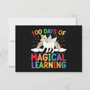 100 Tage magische Lernschule-Einhorn-Mädchen  Mitteilungskarte