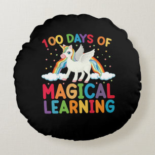 100 Tage Magische Schule Unicorn Girls Rundes Kissen