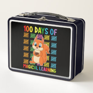 100 Tage magisches Lern-Eichhörnchen-Schule Metall Brotdose
