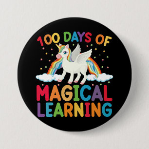 100 Tage magisches Lern-Schul-Einhorn-Mädchen  Button
