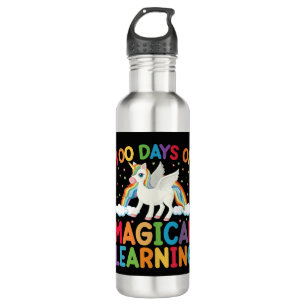 100 Tage Magisches Lern-Schul-Einhorn-Mädchen  Edelstahlflasche