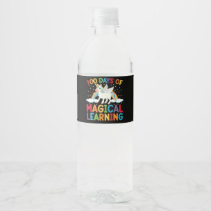 100 Tage magisches Lern-Schul-Einhorn-Mädchen Wasserflaschenetikett