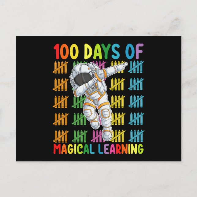 100 Tage Magisches Lernen Astronautenschule Postkarte (Vorderseite)