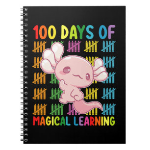 100 Tage Magisches Lernen Axolotl Schule Notizblock