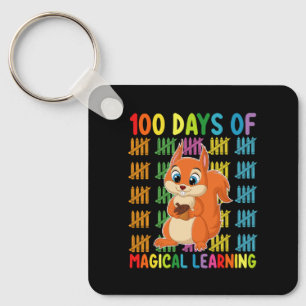 100 Tage magisches Lernen Eichhörnchen-Schule Schlüsselanhänger