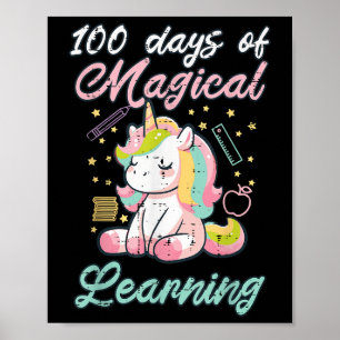 100 Tage Magisches Lernen Einhorn 100 Tage Mädchen Poster