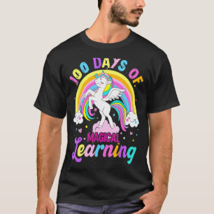 100 Tage Magisches Lernen Einhorn-Regenbogen-Stude T-Shirt
