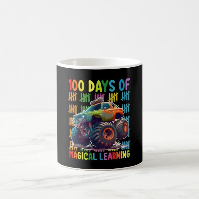 100 Tage Magisches Lernen Monster Truckschule Kaffeetasse (Mittel)