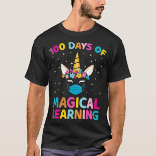 100 Tage Magisches Lernen Niedlich Einhorn in Mask T-Shirt