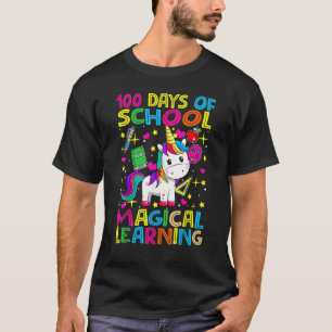 100 Tage Magisches Lernen Regenbogen Einhorn 100 D T-Shirt