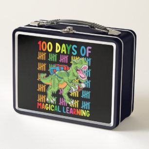 100 Tage magisches Lernen T Rex Dinosaurier Schule Metall Brotdose