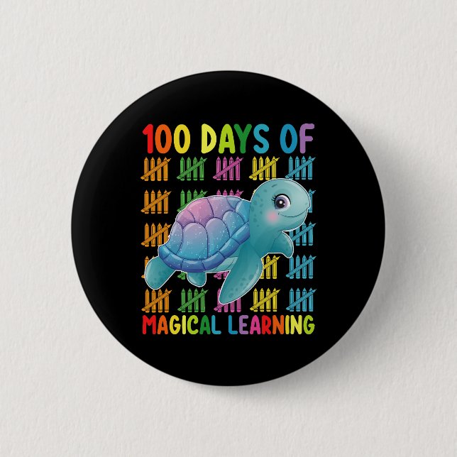 100 Tage magisches Lernen Turtle School Button (Vorderseite)