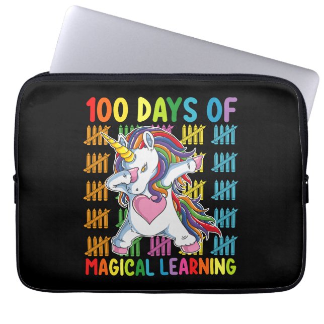 100 Tage Magisches Lernen Unicorn Schule Laptopschutzhülle (Vorderseite)