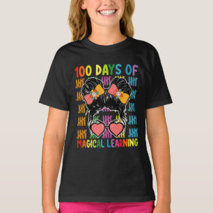 100 Tage magisches Lernen unordentlicher Dutt Schu T-Shirt