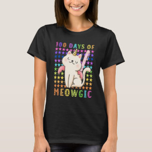 100 Tage Meowgic 100 Tage Schule Einhorn Katze T-Shirt