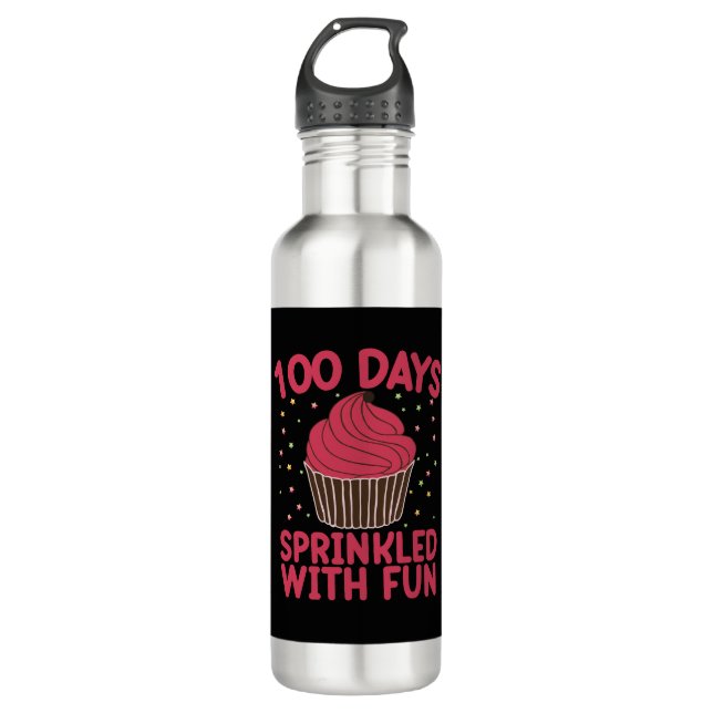 100 Tage mit lustigen Cupcake School Girl Edelstahlflasche (Vorderseite)
