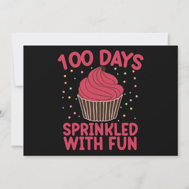 100 Tage mit lustigen Cupcake School Girl Einladung (Vorderseite)