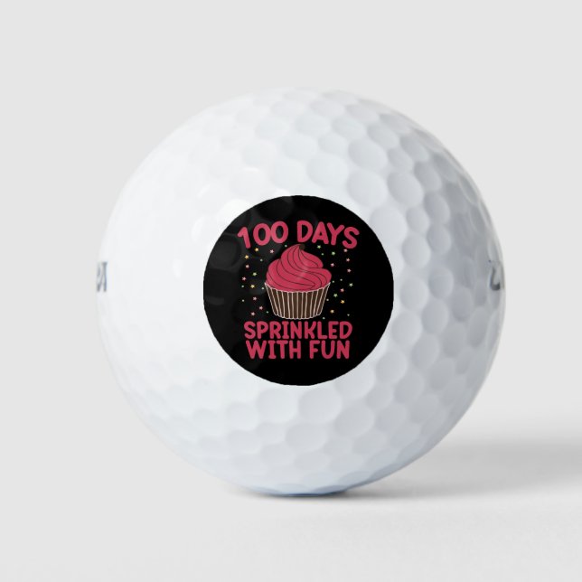 100 Tage mit lustigen Cupcake School Girl Golfball (Vorderseite)