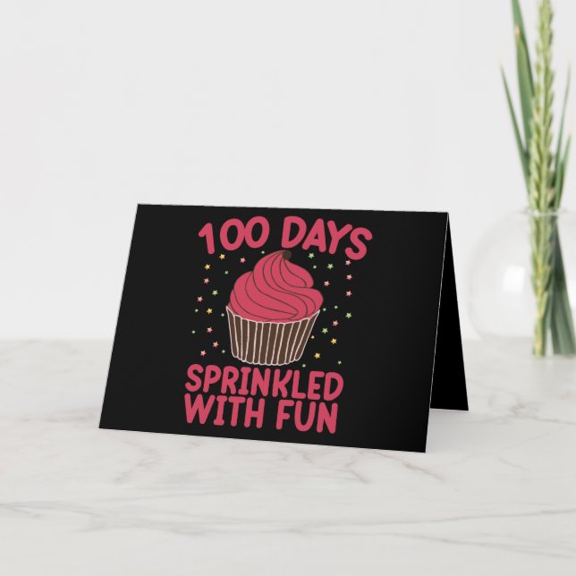 100 Tage mit lustigen Cupcake School Girl Karte (Vorderseite)