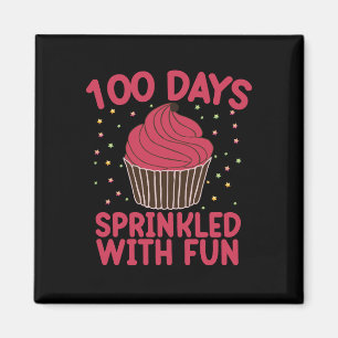 100 Tage mit lustigen Cupcake School Girl Magnet