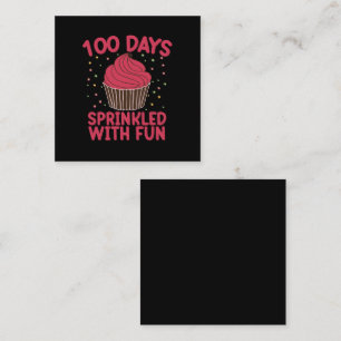 100 Tage mit lustigen Cupcake School Girl Quadratische Visitenkarte