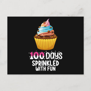 100 Tage mit lustigen Cupcake School Lehrer Postkarte