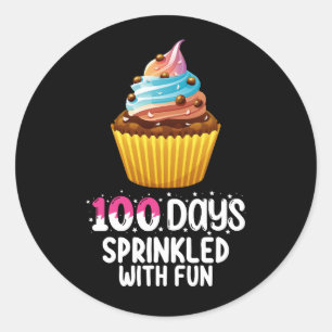 100 Tage mit lustigen Cupcake School Lehrer Runder Aufkleber