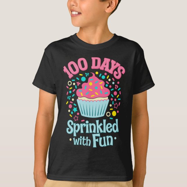 100 Tage mit Spaß Cupcake Shirt Happy 10 (Vorderseite)