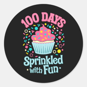 100 Tage mit Spaß Cupcake Shirt Happy 10 Runder Aufkleber