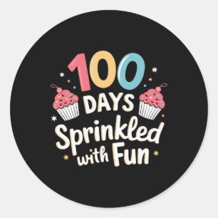 100 Tage mit Spaß Cupcake Shirt Happy 10 Runder Aufkleber