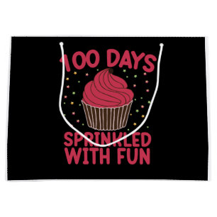 100 Tage mit Spaß gesprenkelt Cupcake Schulmädchen Große Geschenktüte