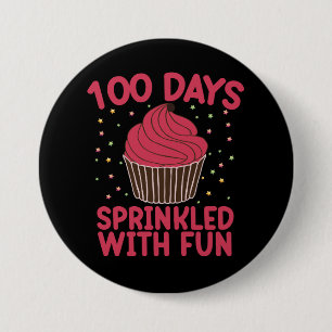 100 Tage mit Spaß gesprenkelter Cupcake Schulmädch Button